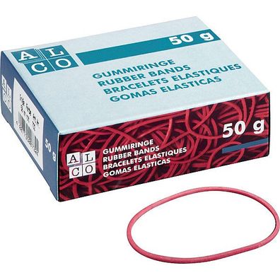 Gummibänder Alco 750, Durchmesser: 85mm, Maße: 130 x 4mm, rot, 50g