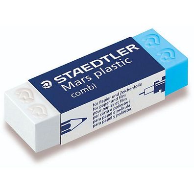 Staedtler Radierer Mars plastic combi 526508, 65 x 23 x 13 mm, blau/ weiß