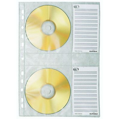 CD/ DVD-Abhefthülle Durable 5222, für 4 CD/ DVD, transparent, 5 Stück