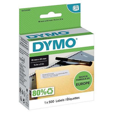 Etikettenband Dymo LabelWriter Vielzweck 19 x 51mm (HxB), weiß, 500 Stück