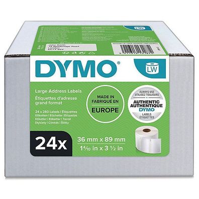 Rollenetiketten Dymo S0722390, 89x36 mm, weiß, 12 Rollen/220 Etiketten