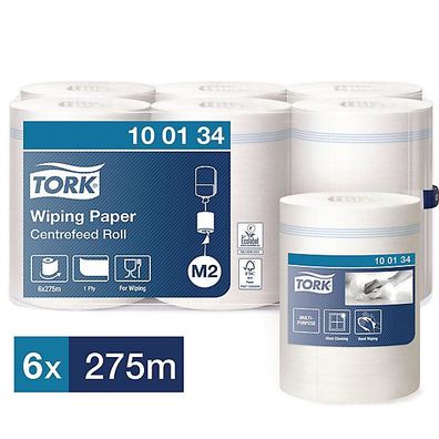 Papierhandtuch-Rolle Tork Standard 100134, 1-lagig, fér Spender M2, 6 Rollen