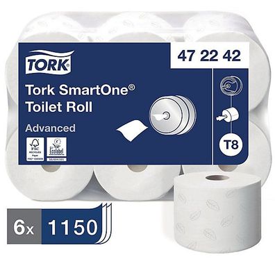 Toilettenpapier Tork 472242 Smartone, 2-lagig, weiß, 6 Stéck