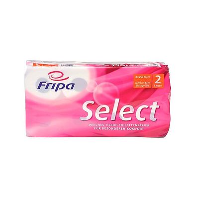 Toilettenpapier Fripa Select, 2-lagig, 250 Blatt, weiß, 8 Stück