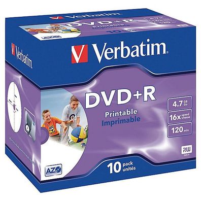 DVD + R Verbatim 43508, 4,7GB, Schreibgeschwindigkeit: 16x, Jewel Case, 10 Stück