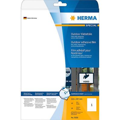 Outdoor-Folienetiketten Herma 9500, 210 x 297mm (LxB), weiß, 10 Stück
