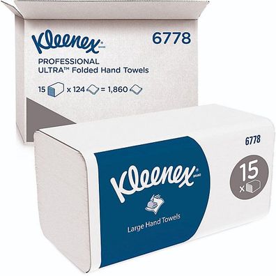 Falthandtücher Kleenex 6778, Ultra, V-Falz, Interfold, 2-lagig, weiß, 1860 Stück