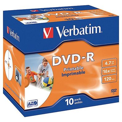 DVD-R Verbatim 43521, 4,7GB, Schreibgeschwindigkeit: 16x, Jewel Case, 10 Stück