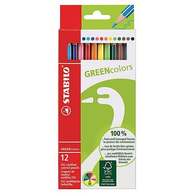 Farbstift Stabilo Greencolour 6019, sortiert, 12 Stéck