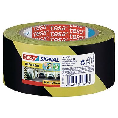 Warnband Tesa 58133, 50mm x 66m, PP, gelb/ schwarz