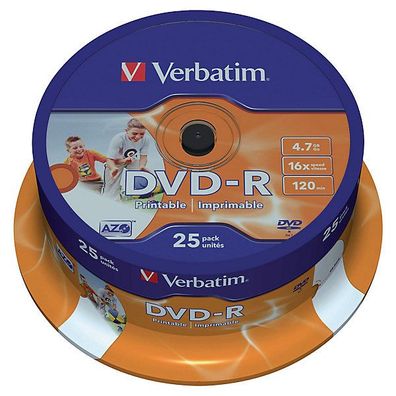 DVD-R Verbatim 43538, 4,7GB, Schreibgeschwindigkeit: 16x, Spindel, 25 Stück