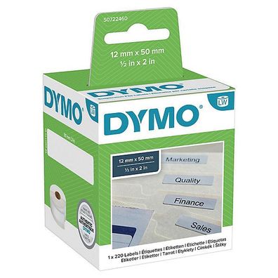 Etikettenband Dymo, 12 x 50mm (BxH), weiß, 220 Stück