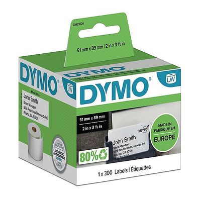 Namens-Etiketten Dymo S0929100, fér LabelWriter, 89 x 51mm, weiß, 300 Stéck