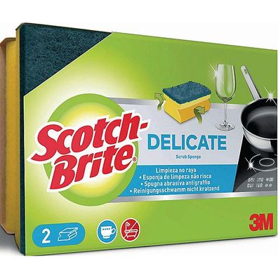 Reinigungsschwamm Scotch-Brite 5502/24, schonendes Vlies, gelb/ blau, 2 Stück