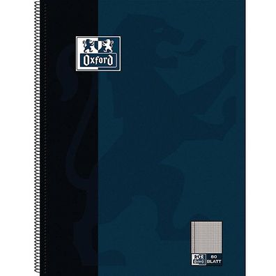 Oxford Collegeblock 100050358, kariert, A4, 90 g/ m², Einband: blau, 80 Blatt
