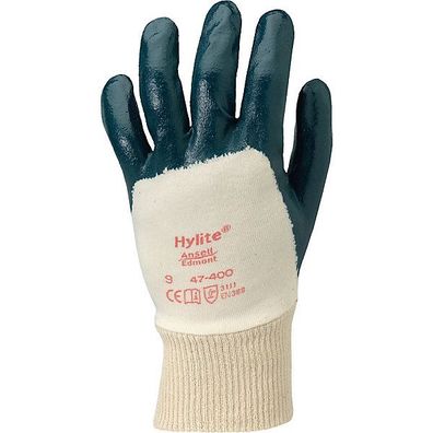 Mehrzweckschutzhandschuhe HyFlex 47-400, Nitril, Größe 9, blau/ weiß, 1 Paar