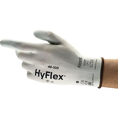 Mechanikschutzhandschuhe HYFLEX 48-100, Mehrzweck, Größe 6, weiß, 1 Paar