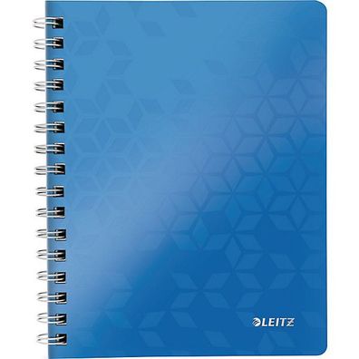 Notizbuch Leitz 4641 WOW, spiralgebunden, A5, kariert, blau metallic, 80 Blatt