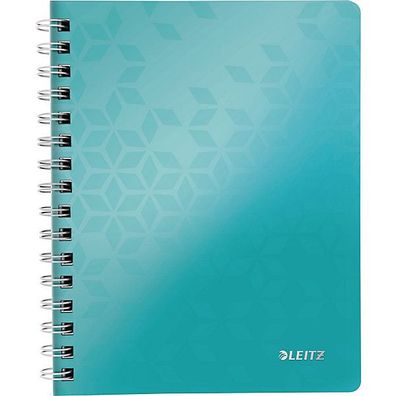 Notizbuch Leitz 4641 WOW, spiralgebunden, A5, kariert, eisblau metallic, 80 Bl