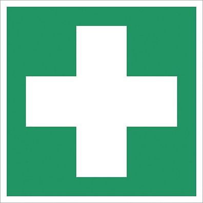 Rettungszeichen Gloria Erste Hilfe, Folie, 15 x 15cm, grün/ weiß