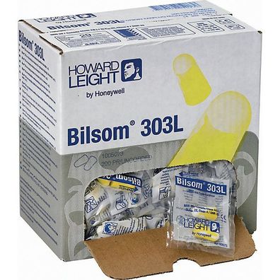 Gehörschutzstöpsel Howard Leight Bilsom 303L, 33dB, weiß/ gelb, 200 Paar