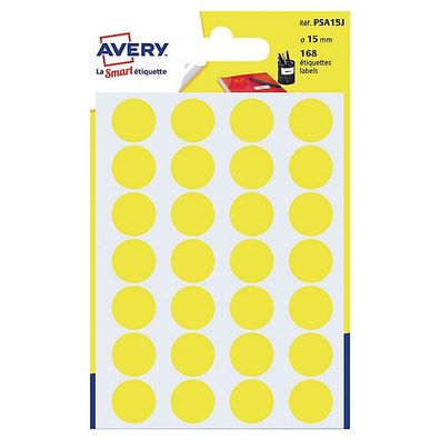 Markierungspunkte Avery Zweckform PSA15J, D 15mm, gelb, 168 Stück
