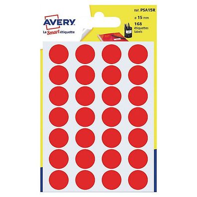 Markierungspunkte Avery Zweckform PSA15R, D 15mm, rot, 168 Stück