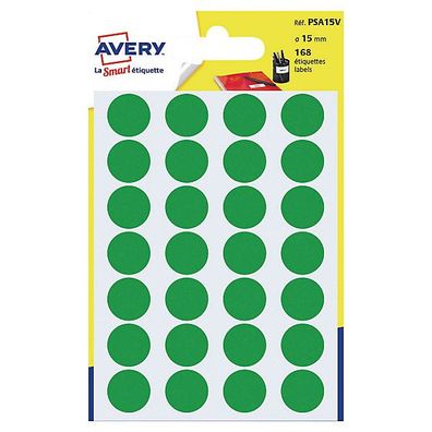 Markierungspunkte Avery Zweckform PSA15V, D 15mm, grén, 168 Stéck