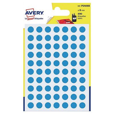 Markierungspunkte Avery Zweckform PSA08B, D 8mm, blau, 490 Stück