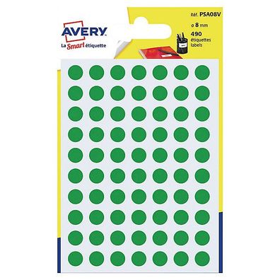 Markierungspunkte Avery Zweckform PSA08P, D 8mm, grün, 490 Stück