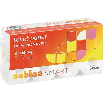 Toilettenpapier Wepa 60610, 2-lagig, weiß, recycling, 8 Stück