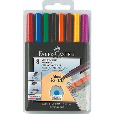 FABER-CASTELL Folienstift Multimark 151309, perm., M / 1 mm, sortiert, 8 Stück