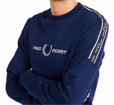 Fred Perry Herren Pullover taped sleeve Sweatshirt Rundhals