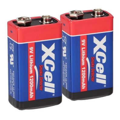 2x XCell Lithium 9V Block Hochleistungs- Batterien für Rauchmelder / Feuermelder ...