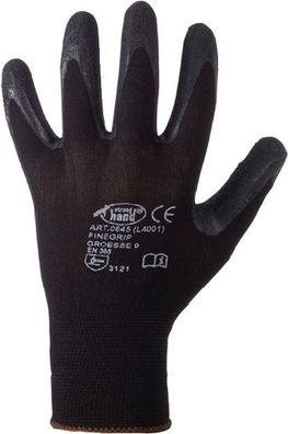Handschuhe Finegrip Gr.9 schwarz EN 388 PSA II Nyl.m. Schrumpf-Latex Stronghand