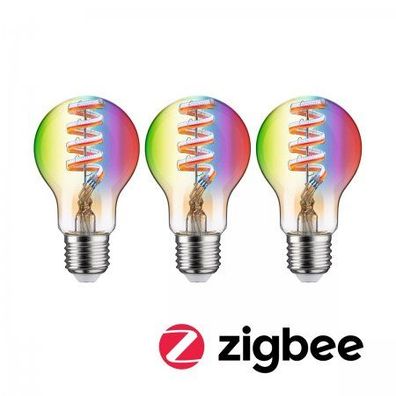Paulmann 29163 Filament 230V Smart Home Zigbee LED Birne E27 3er-Pack 470lm RGBW