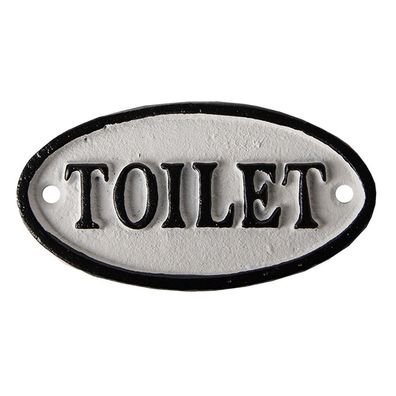 Clayre & Eef WC-Schild 10x5 cm Weiß Eisen Oval Toilet (Gr. 10x1x5 cm)