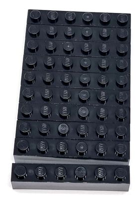 LEGO Grunbaustein 1x6 Schwarz / 10 Stück