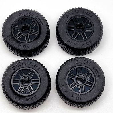 LEGO 30.4x14 Gummi Reifen mit Felgen rad schwarz / 4 Stück