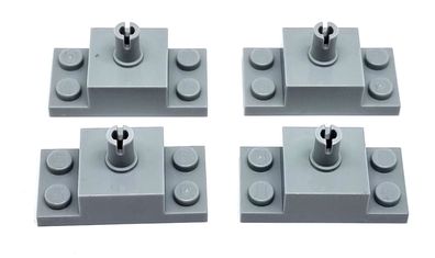 LEGO Nr-6301425 Basic Platte mit Pin 2X4/2X2X1 W. Vertical hellgrau / 4 Stück