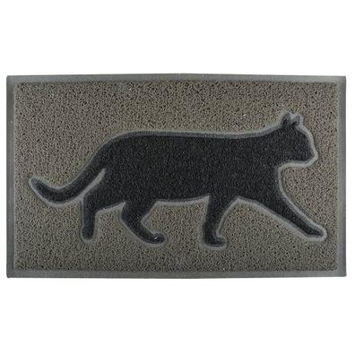Esschert Design Fußmatte Katze anthrazit grauer Grund 74,8 x 44,5 cm - PVC