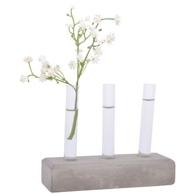 Esschert Design 3er Set Glasröhrchen für Pflanzenableger mit Betonsockel