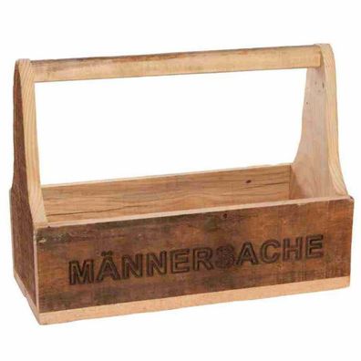 nature trends Holz-Kiste mit Griff und Schriftzug "Männersache" 40 x 18 x 30 cm