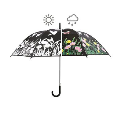 Esschert Design Farbverändernder Regenschirm mit Vögeln & Blumen Ø 116,5 cm
