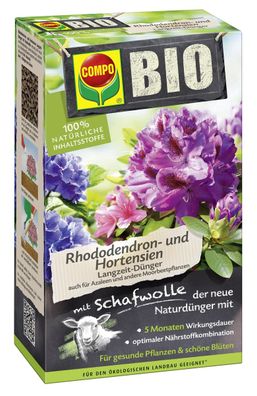 COMPO BIO Rhododendron und Hortensien Langzeit-Dünger mit Schafwolle 750 g