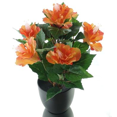 DPI Hibiskuspflanze Orange im Topf - Kunstblumen