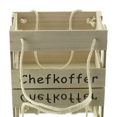 Riffelmacher Flaschenkasten mit Henkel "Chefkoffer" Holz Natur 23 cm x 14 cm x 15 cm