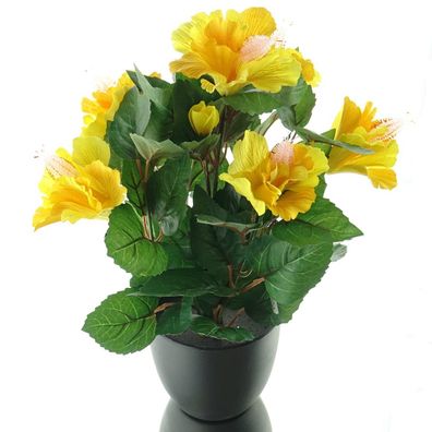 DPI Hibiskuspflanze Gelb im Topf - Kunstblumen
