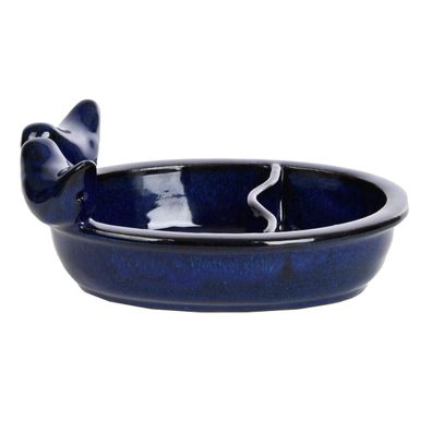 Esschert Design Futter- und Trinkschale Blau lasiert oval - Keramik