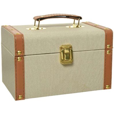 Kaemingk Mini-Truhe / Koffer M Beige aus Kunstleder 22 cm x 13 cm